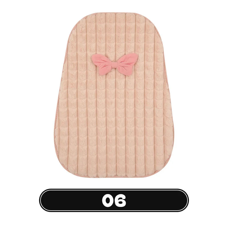 Bowknot Women's Car Seat Cover Winter Plush Warm Girl Cute Car Cushion Pink Bow Headrest Waist Car Interior Accessories