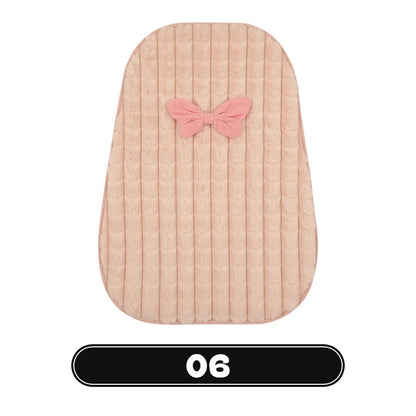Bowknot Women's Car Seat Cover Winter Plush Warm Girl Cute Car Cushion Pink Bow Headrest Waist Car Interior Accessories