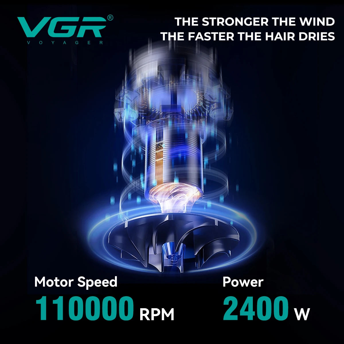 VGR Hair Dryer Professional Hair Dryer Machine Negative Ion Hair Dryers BLDC Motor 110000 RPM Hair Salon for Household Use V-469