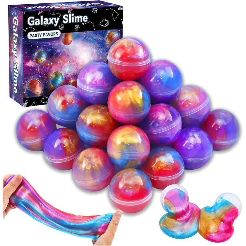 24pcs Galaxy Slime Eggs Starry Sky Crystal Mud Non-Sticky Stress Relief Fidget Toys Modeling Clay for School Class Birthday Gift