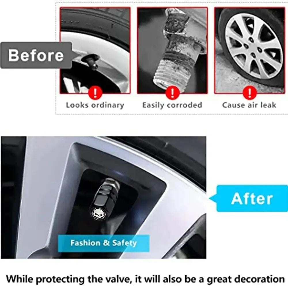 Champ Aluminum Car Tire Valve Stem Caps Wheel Nipple Cover AirCover Cap Set for Cars SUVs Bike Trucks BHL1858-FRO