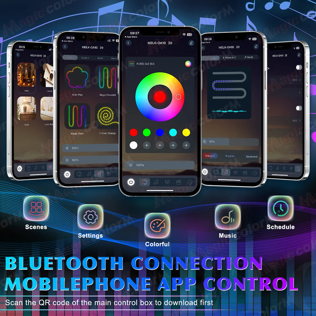 3Meters 4M Symphony Car Door Frame Ambient Lights Universal RGB LED Acrtlic Strips APP Bluetooth Remote Control USB Plug & Play