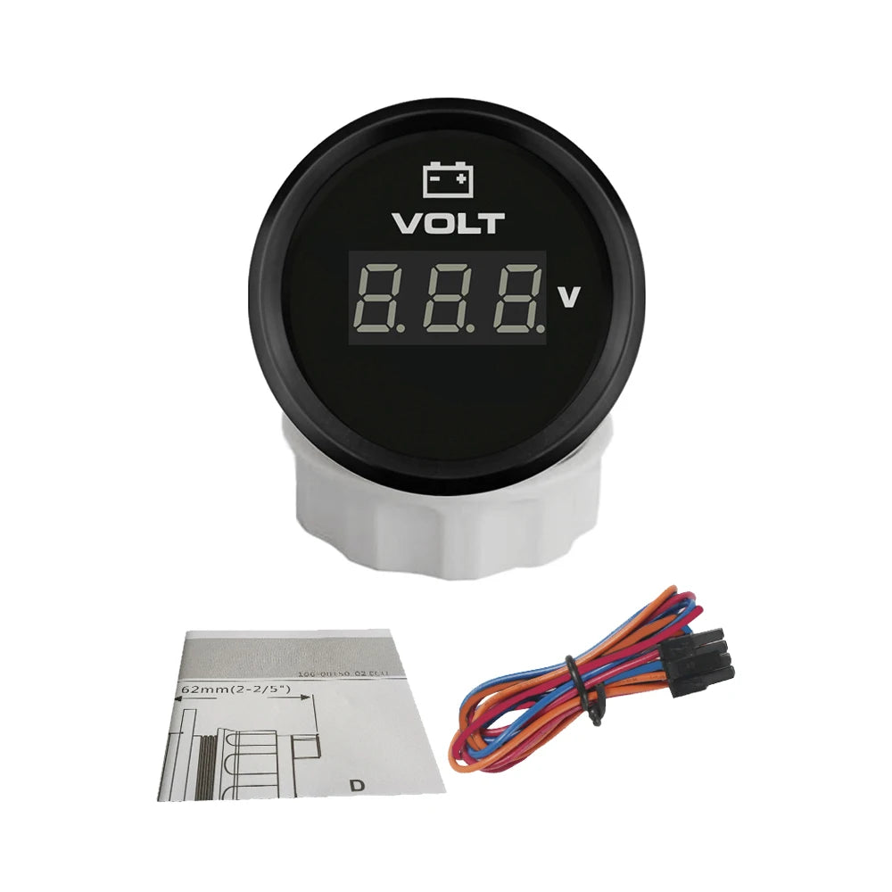RHAXEL 2" 12V DC Voltmeter Volt Gauge 8-16V 16-32V 18-32V 9-32V with 8 Backlights for Car Boat Motor RV Truck