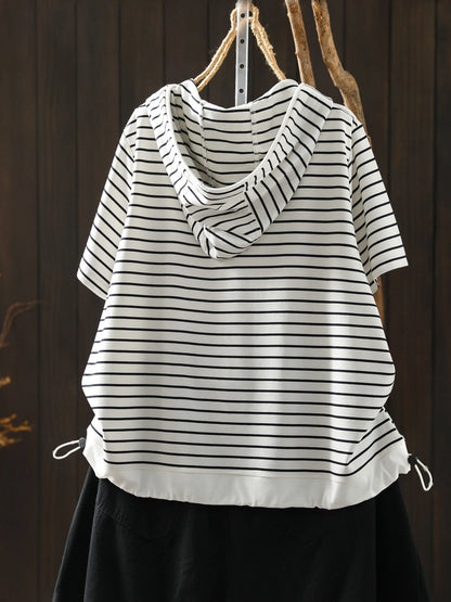 Short-sleeve Women T-shirt Summer 2026 Stylish New Trendy Loose Striped T-shirt ZF2132