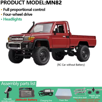 MN82PRO MN82 1/12 RC Car 4WD 2.4G Remote Control Car Simulation Classic All-terrain Off-road LED Light RC Truck Toys As Kid Gift