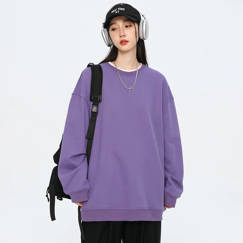 Autumn Oversized Purple Sweatshirts for Women Casual Streetwear Hoodies Women 2024 Female Long Sleeve Crewneck Pullovers Tops