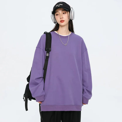 Autumn Oversized Purple Sweatshirts for Women Casual Streetwear Hoodies Women 2024 Female Long Sleeve Crewneck Pullovers Tops