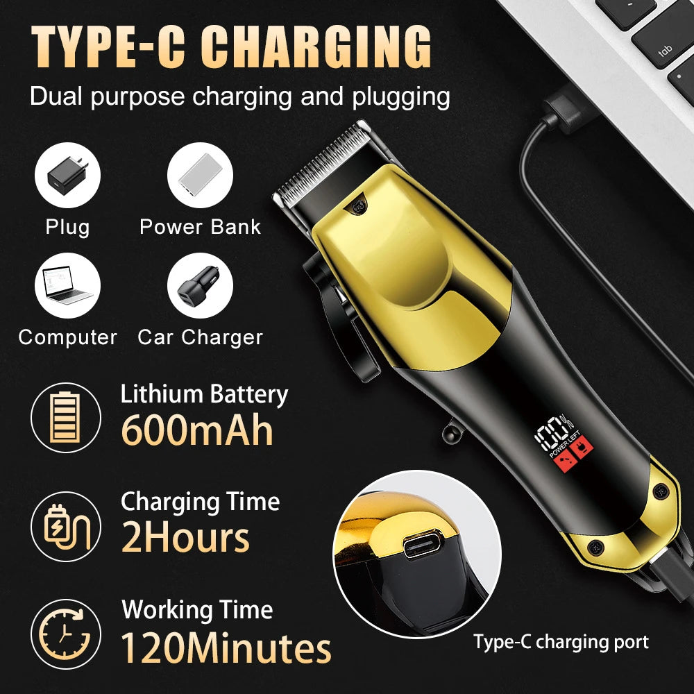 USB Rechargeable Men's Hair, 3-piece oil head and electric Trimmer, suitable for home use shaved hair salon boyfriend gifts
