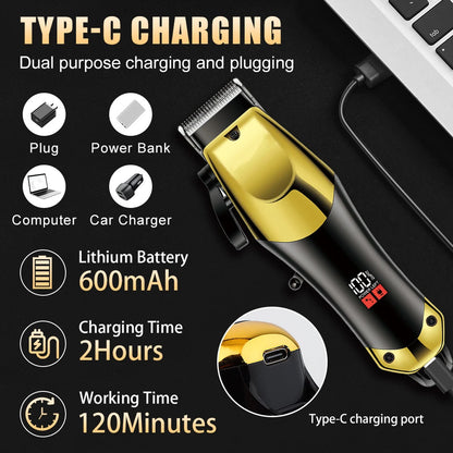 USB Rechargeable Men's Hair, 3-piece oil head and electric Trimmer, suitable for home use shaved hair salon boyfriend gifts
