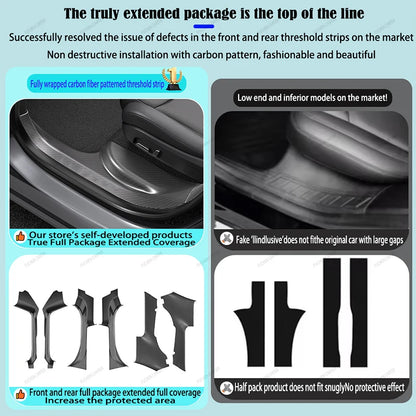 For Tesla ModelYL Launch 2026 TPE Front Rear Door Sill Guard Anti Scratch Dirt Resistant Threshold Strip Interior Protection Set