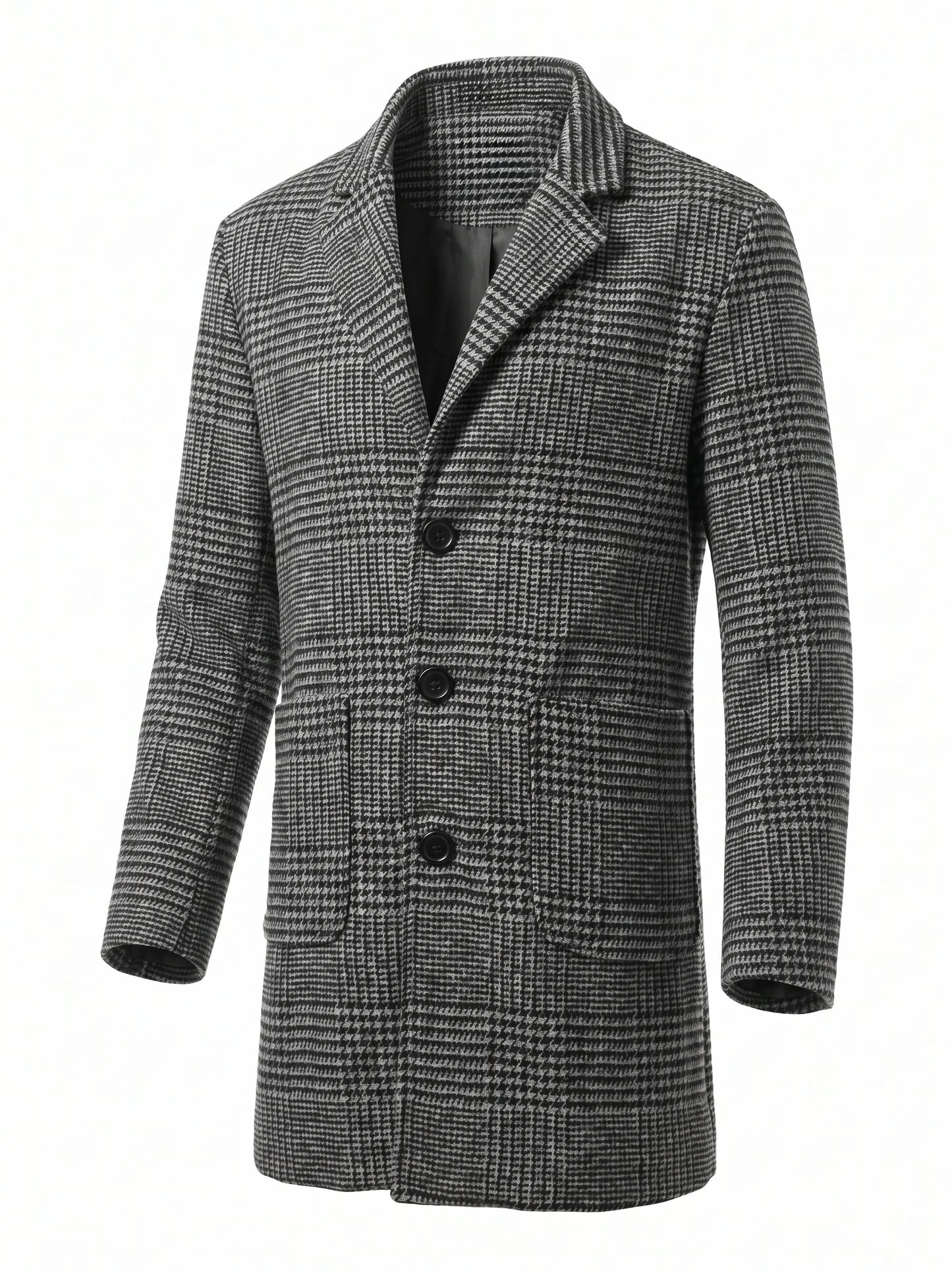 Men's Thickened Coat Warm Houndstooth Trench Coat New Arrival Outdoor Autumn Winter Windproof Overcoat with Lining Jacket Man
