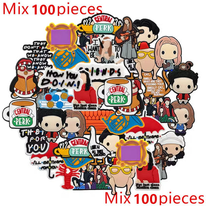 13-100pcs Old Friends Shoe Charms Accessories Cartoon Clog Sandal Shoe Buckle Decorations Children Kids Party Gifts
