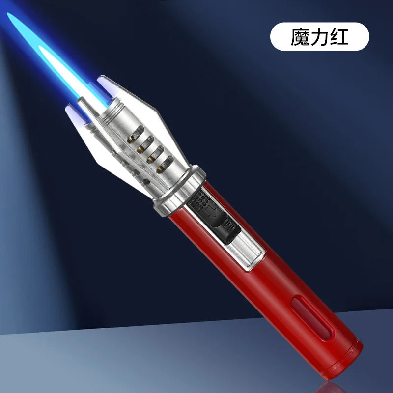 Powerful Metal Gas Lighter Windproof Kitchen Cooking Torch Flame Jet Barbecue Smoking Accessories Cigar Lighters Men's Gift
