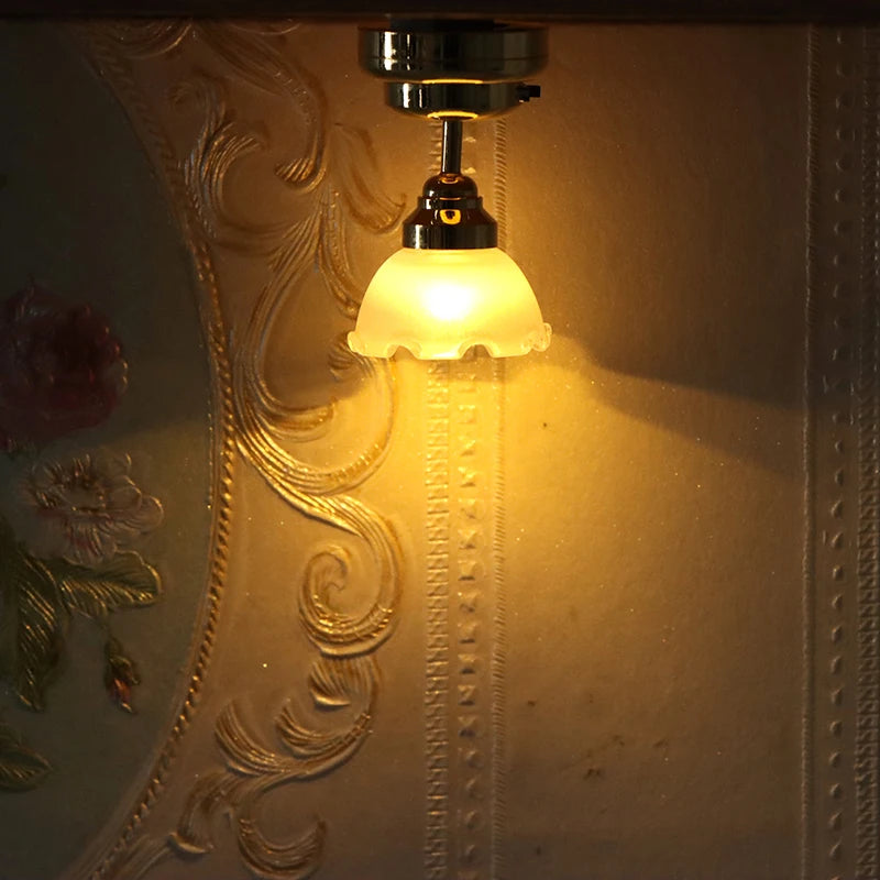 1:12 Dollhouse Miniature LED Ceiling Lamp Chandelier for Doll House Decor Lighting Accessories