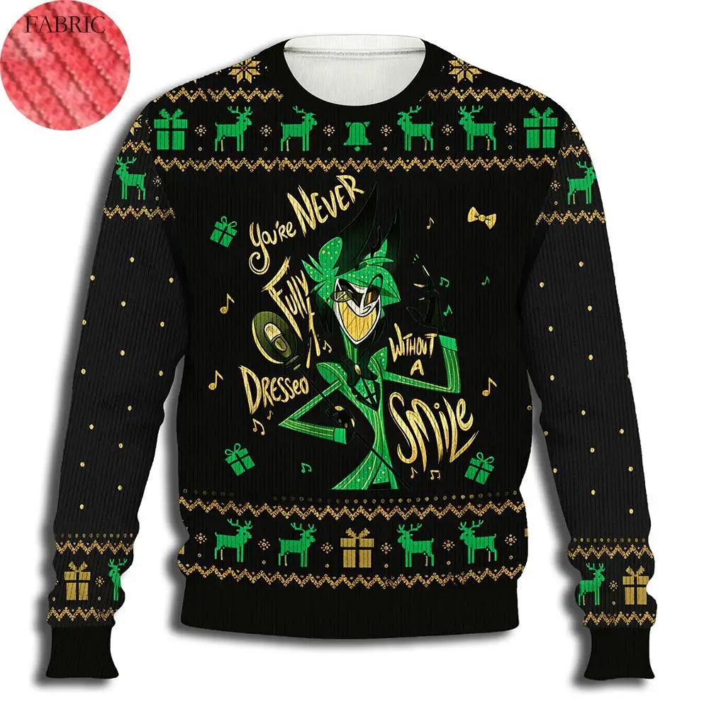 2026 Hot Hazbin Hotel Vox Print Ugly Sweater Y2K Winter Streetwear Pullover Men's and Women's Harajuku Style Fun Casual Top Gift