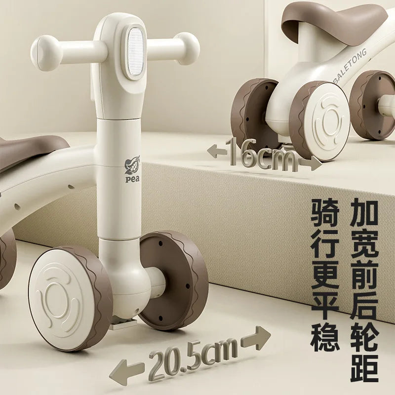 Children's Balance Bike 1-3 Year Old Children's 2-in-1 Sliding Bike Baby Learning Walking Four Wheel Baby Sliding Bike