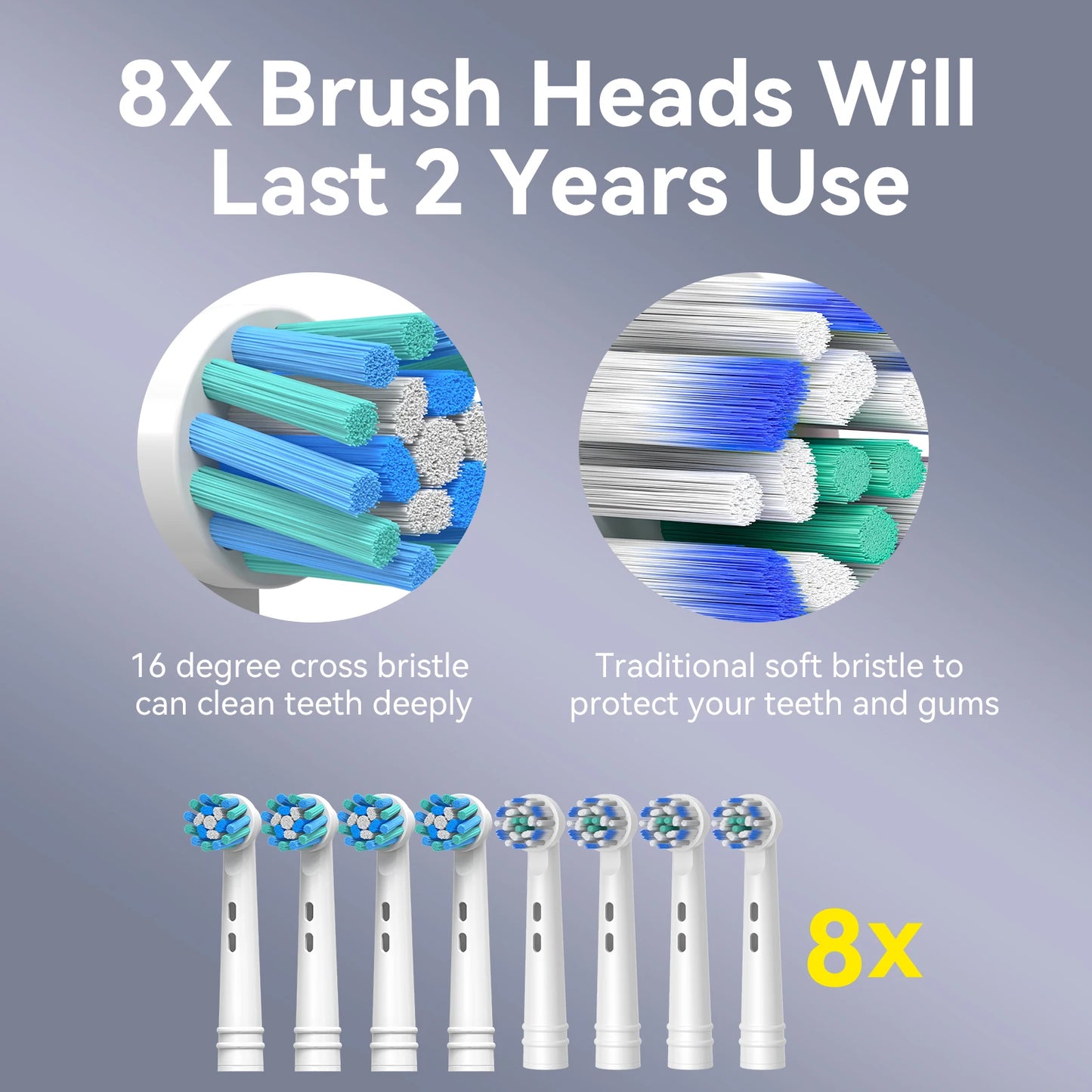 Seago Rotating Electric Rechargeable Toothbrush Teeth Cleaning with 8 Brush Toothbrush Heads 5 Modes Portable Smart Timer