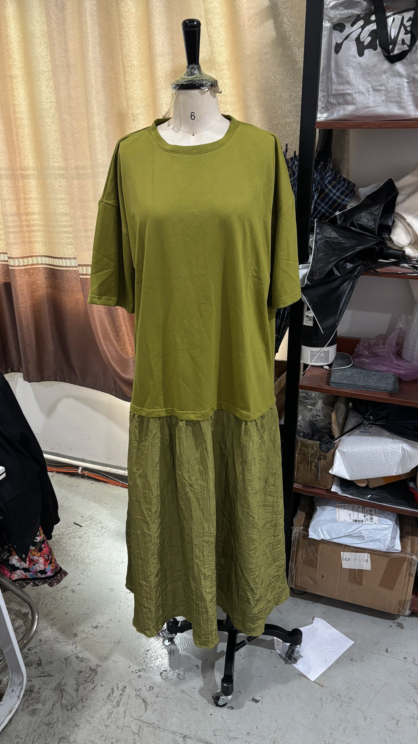 Fashion Women Patchwork Dress Chic Short Sleeve Round Neck Solid Ruffles Female Dress Casual Lady Streetwear Commute Summer 2026