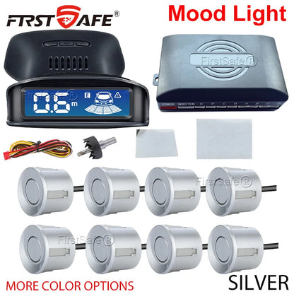 LED Reverse Radar 8 Sensors Backlight Display Voice Prompt Detection System Universal Auto Parking Safety Auxiliary Accessories