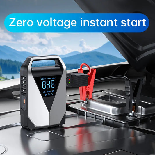 12000mAh High Capacity Multi-Function Car Jump Starter & Air Compressor, Emergency Battery Booster for Gas&Diesel Cars