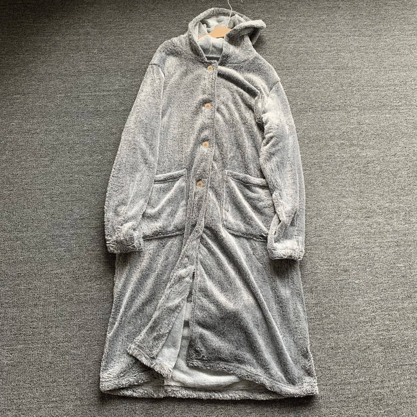 Couple's Hooded Sleep Robe Men's Women's Winter Long Length Heat Generating Drawstring Home Wear Couples' Sleepwear