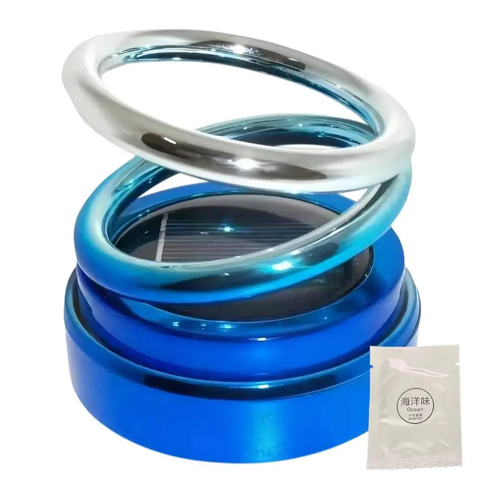 Car Perfume Diffuser Rotating Solar Air Freshener Double-ring Aromatherapy Diffuser Scent Car Decoration Interior Accessories