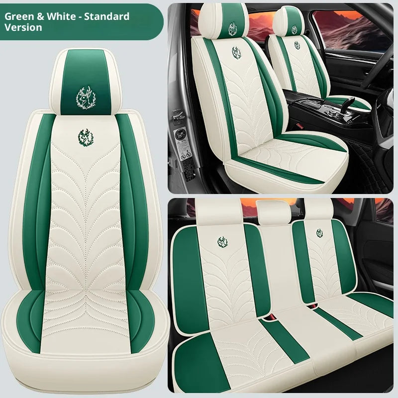 Five-seat universal car seat covers, available in multiple colors, durable and easy to install, suitable for most vehicles.
