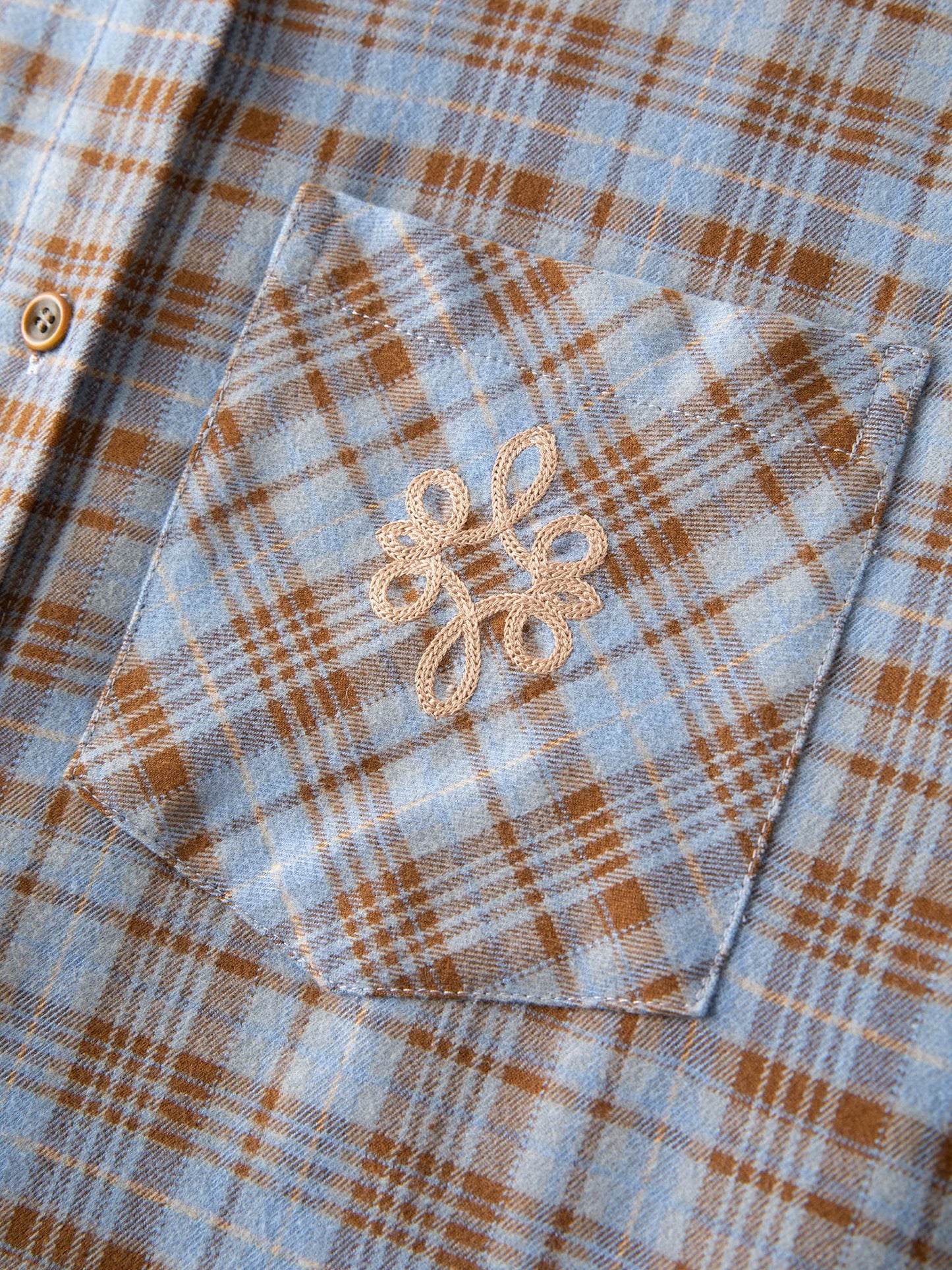 FSLE Brushed Plaid Shirt Women's Winter 2025 New Long Sleeve Plaid Retro Embroidery Shirt Classic Leisure Loose Tops