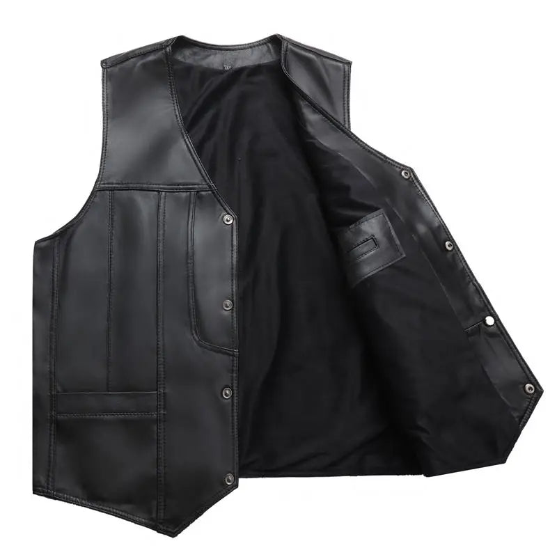 Winter jacket Men genuine sheepskin leather vest spring and summer vest fur male leather inter men coat clothing biker vest