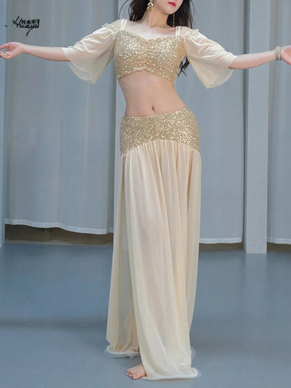 Sexy Sequin Belly Dance Costume 2025 Summer New Arrival High-End Practice Suit Performance Ethnic Dancewear Chinese Manufacturer