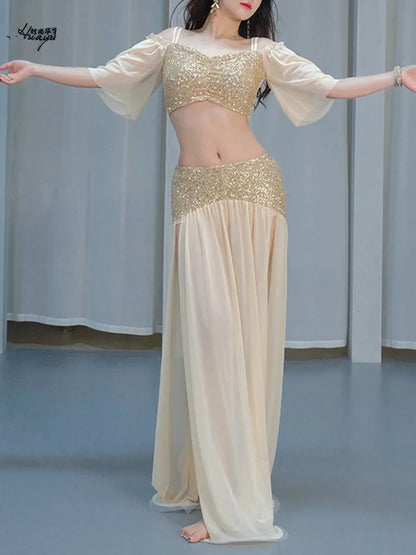Sexy Sequin Belly Dance Costume 2025 Summer New Arrival High-End Practice Suit Performance Ethnic Dancewear Chinese Manufacturer