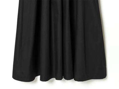 Women's Dress 2026 New Spring Summer Black Pleated Poplin Midi Dress for Women Fashion Stylish Female Dress