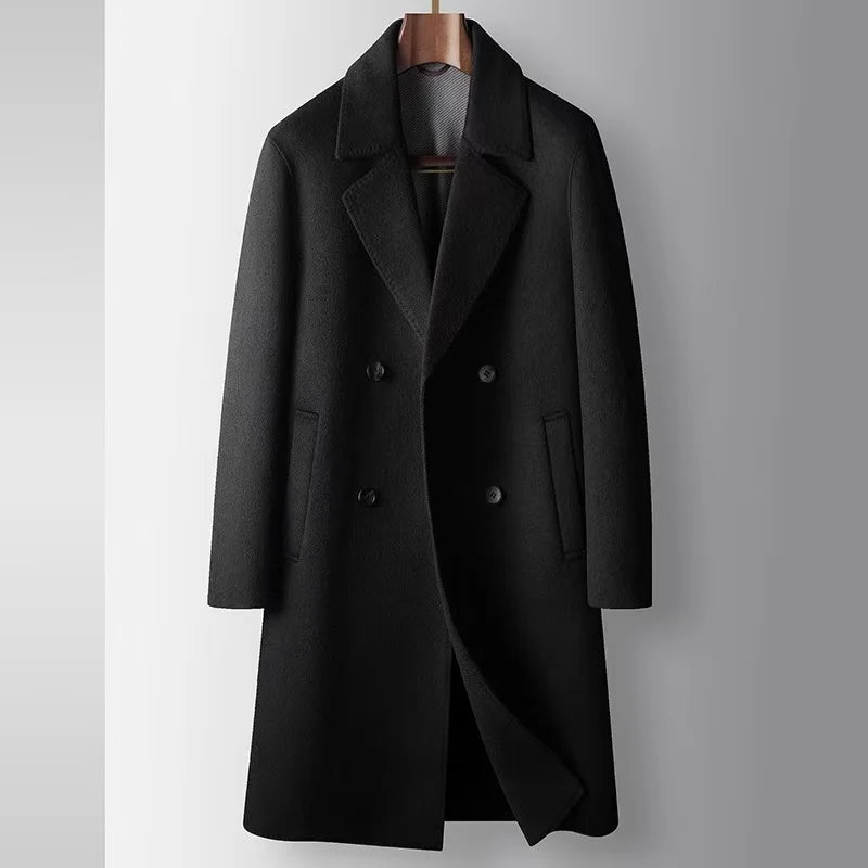 2025 Autumn/Winter New Men's Woolen Coat Medium Long Double breasted 70% Wool Content Light Luxury Double sided Ni Windcoat Coat