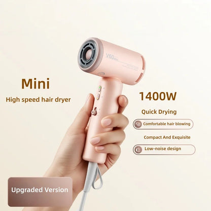 New Mini High Speed Hair Dryer with High Wind Power, Negative Ion Hair Care, Silent 1400W Travel Portable Mini Hair Dryer