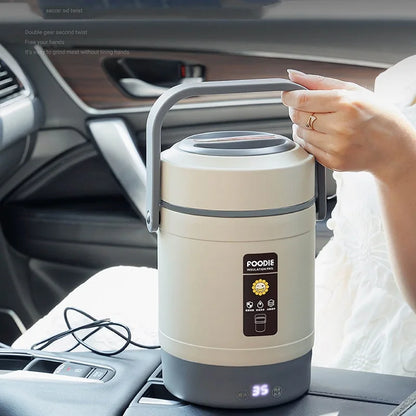 12V/1.6L Car Electric Lunch Box Multifunction Rice Cooker Portable 304 Stainless Steel Double Layer Linner Keep Warm Bento Box