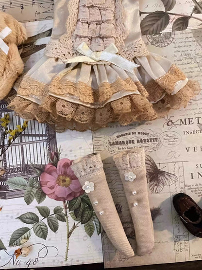 Dula Doll Clothes Dress Vintage Tea Dyeing Skirt Blythe Qbaby OB24 OB22 Azone Licca ICY JerryB 1/6 Doll