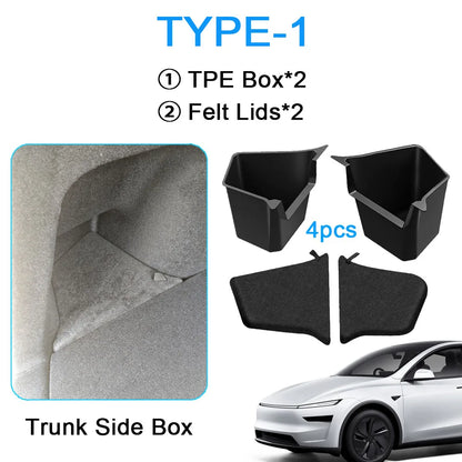 For Tesla Model Y Juniper 2025 2026 Car Trunk Side Storage Box Cover plate organizer Car trunk side storage box refit Accessorys
