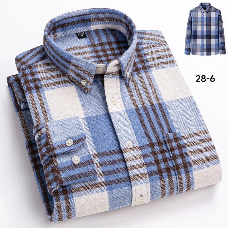 New in Shirt Plus Size 7XL 100% Cotton Long-Sleeve Shirts for Men Slim Fit Casual Plain Shirt Soft Keroan Designer Plaid Clothin