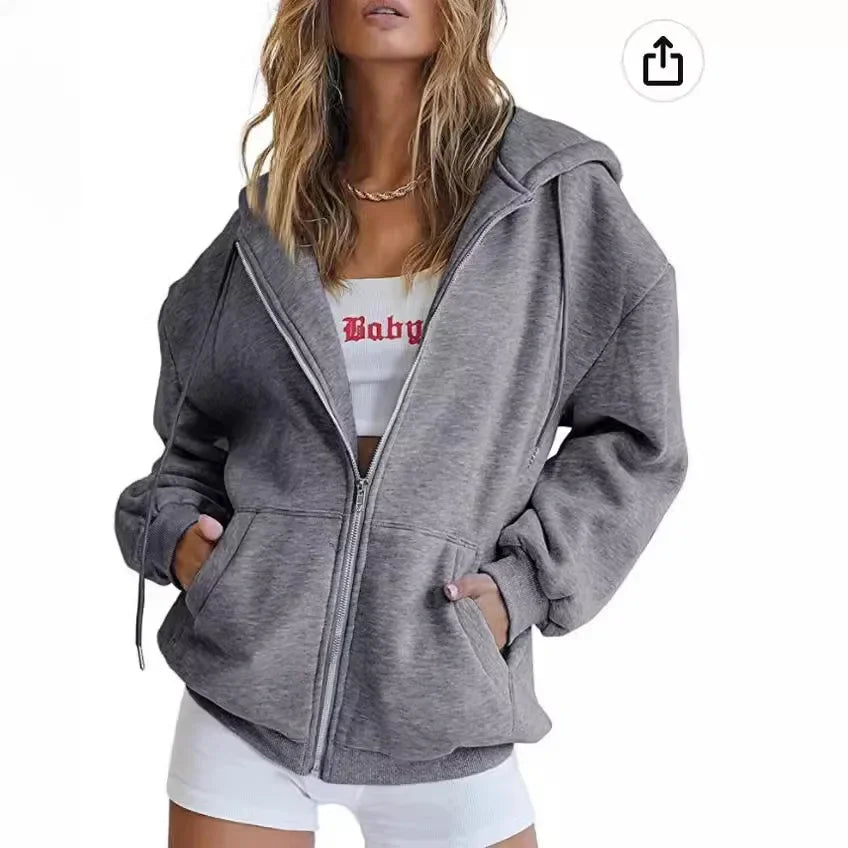 Plus Size cardigan Hoodie grunge punk silmY2K top rock aesthetic high street casual fashion urban women Hoodie Casual hooded