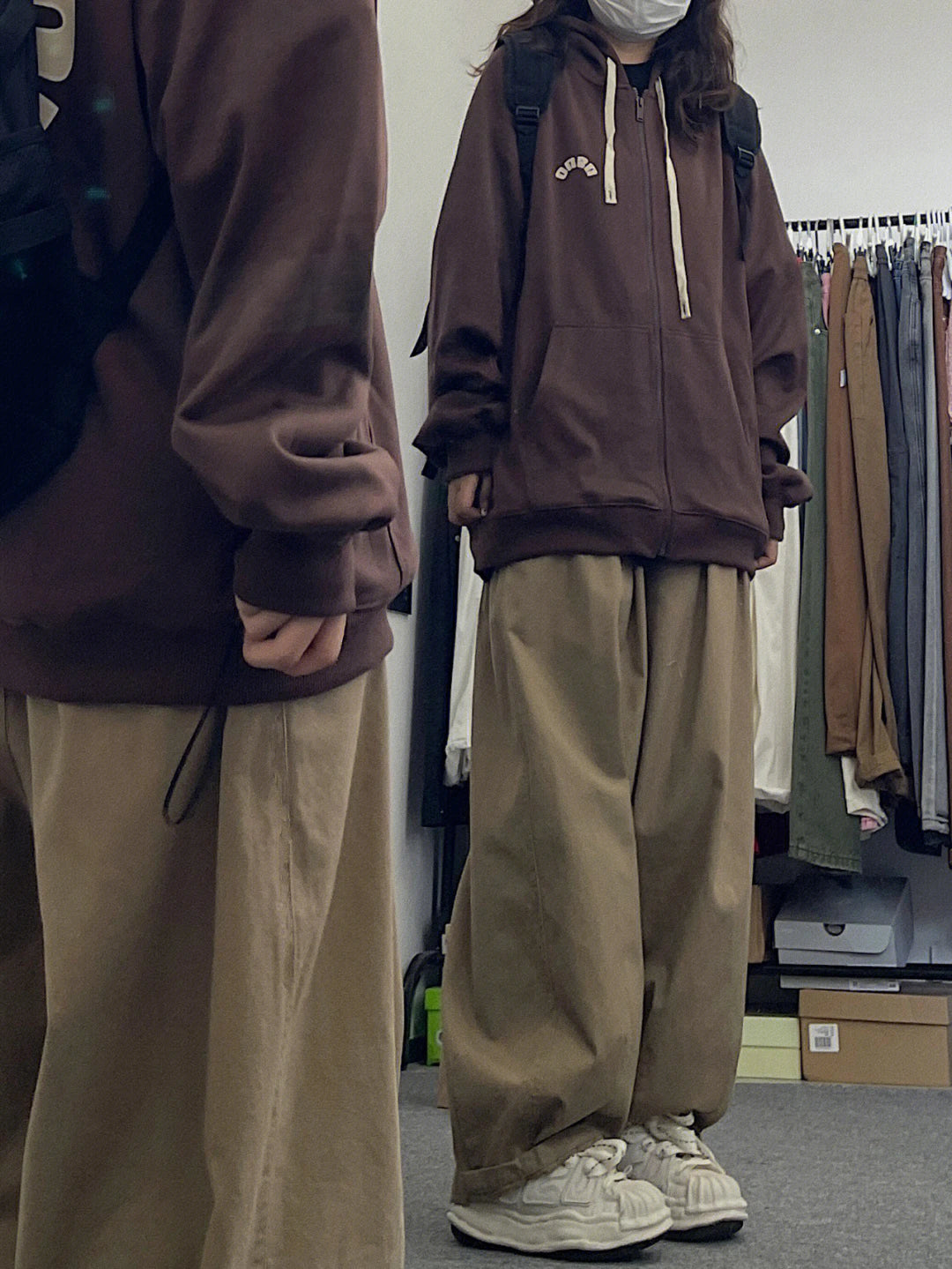 Brown Loose Straight Leg Workwear Pants Women's Spring Autumn plus Size Comfortable Casual American Style Wide Leg Trousers