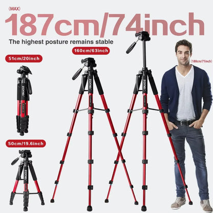 187cm/73.6in Tall Zomei Aluminum Alloy Portable Tripod for Camera DSLR Canon Nikon, 360 Degree Panorama Photography Phone Stand