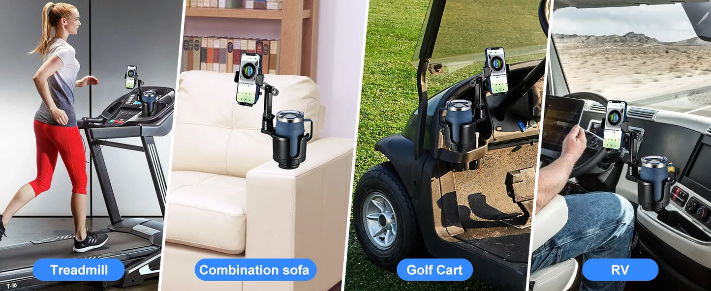 Car Phone Holder, Cup Holder Phone Mount With Memory Function 360°Rotation iPhone Car Phone Mount With Adjustable Long Neck