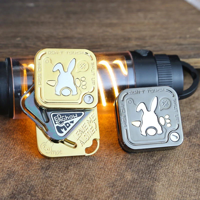 Novel Grumpy Rabbit EDC Fidget Slider Three-layer Side Push Magnetic Fork Fidget Toy Stress Relief Toy ADHD Toy Gifts