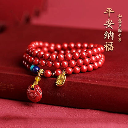 Women's Multi-circle Cinnabar Bracelet, Men's Lucky Lock, Nafu, Lucky Bracelet, Ethnic Style, Fashion Jewelry, Gifts.