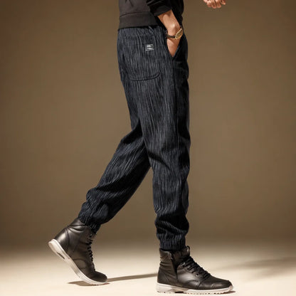 Men's Casual Corduroy Loose Fit Pants Autumn Winter Korean Style Trendy Cuffed Outdoor Wear Non-Iron Long Trousers