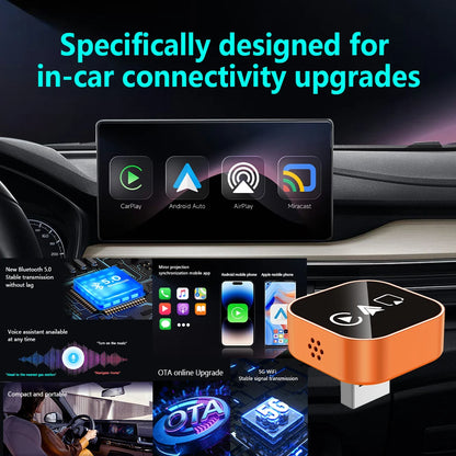 2026 Upgrade 4-in-1 Wireless Carplay Mirror Link Adapter Wired to Wireless Android Auto Plug & Play 5GHz WIFI For Wired Carplay