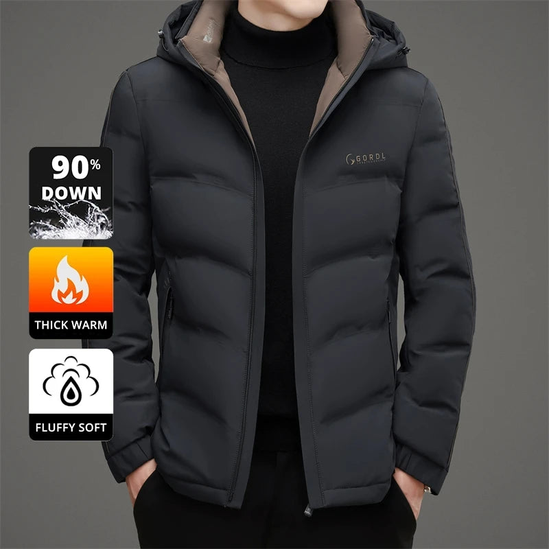 High End Thick Hooded Fashion Windbreaker Casual Brand Mens Parkas Winter Warm Feather Puffer Jacket Outwear Down Jacket