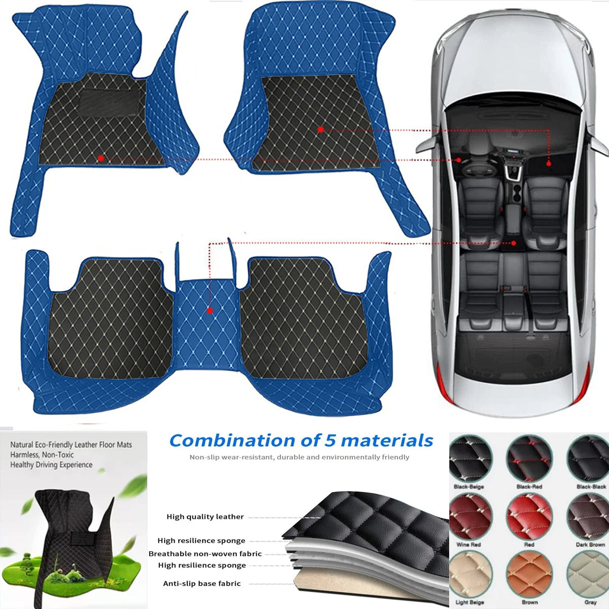 3D PU-leather Waterproof Custom Car Floor Mats For Toyota RAV4 2005-2025 Years Auto Carpets Coche Accessorie Liners