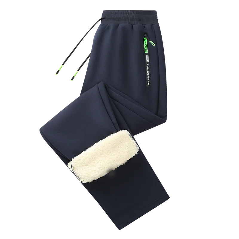 Winter Mens Sweatpants EU Size Thick Warm Fleece Lined Loose Joggers Sportswear Zip Pockets Casual Outdoor Track Pants Plus Size
