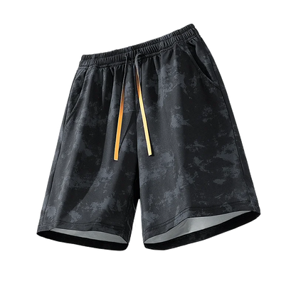Black Camouflage Printed Sports Shorts Men Summer Outdoor Ice Silk Running Breathable Beach Shorts Elastic Waistband Short Pants